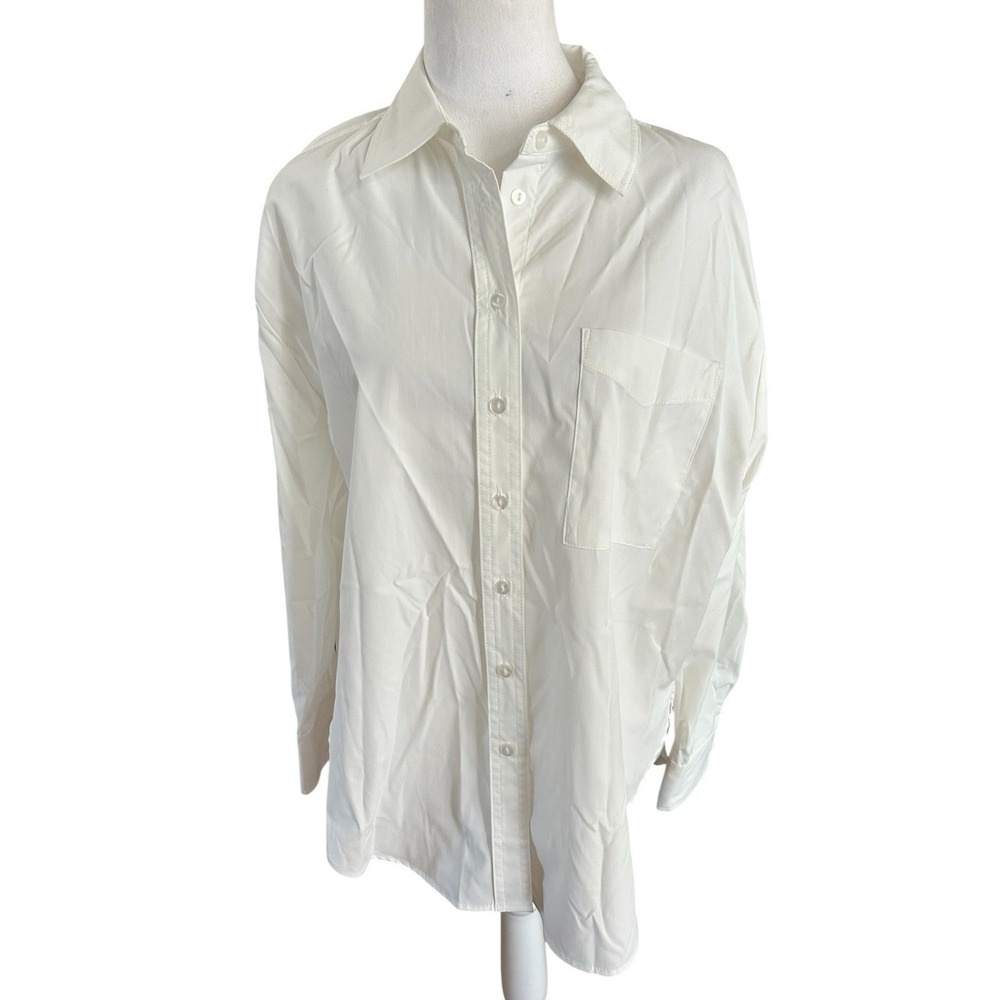 Modern Works NWT White Button Down Woman's Shirt Sz S
